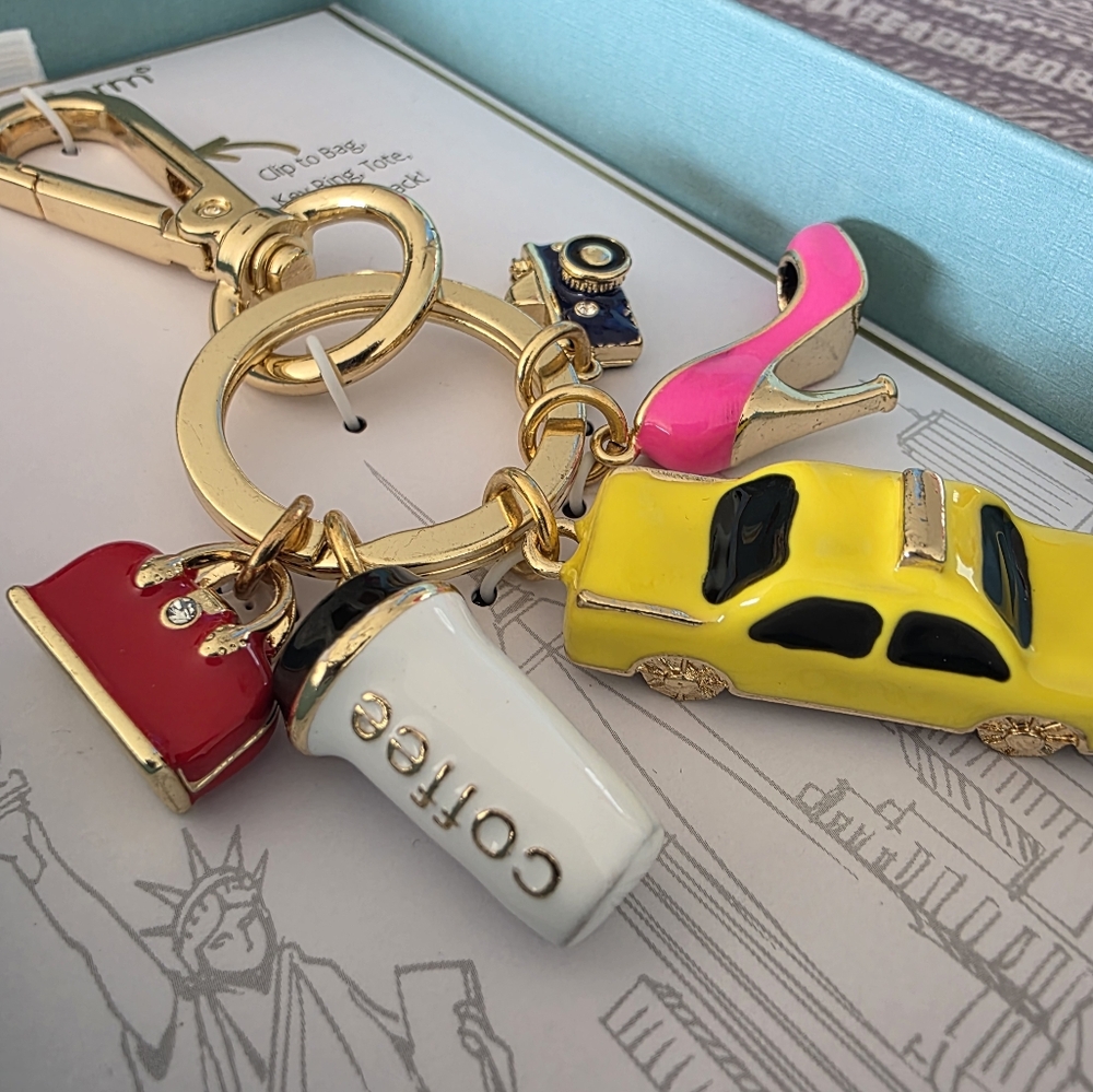 NWT  True to Form Viral Taxi Coffee Handbag Charm Key Ring